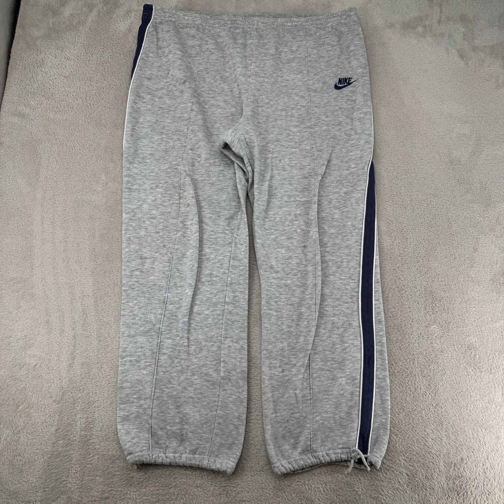 1980s Vintage Nike Mens Sweatpants XL Gray Stains Preowned Blue Stripe Flaws